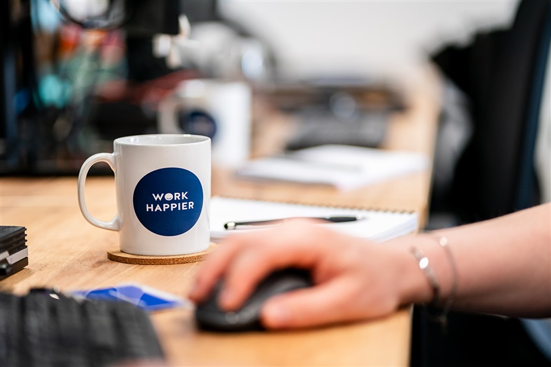 Mouse, keyboard, and mug