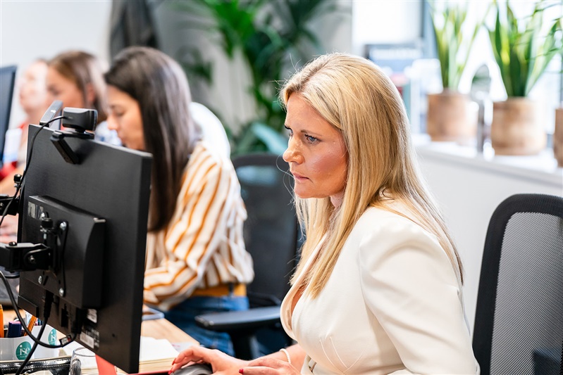 Woman working on a computer