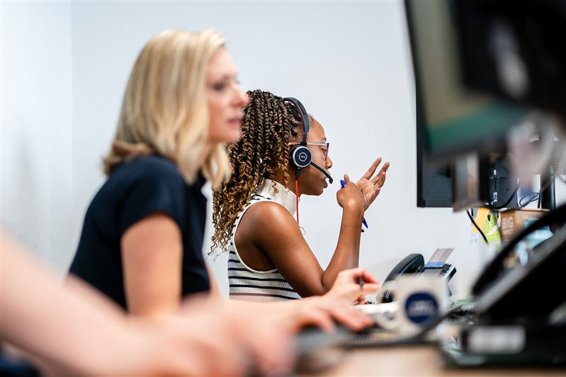 Two women working